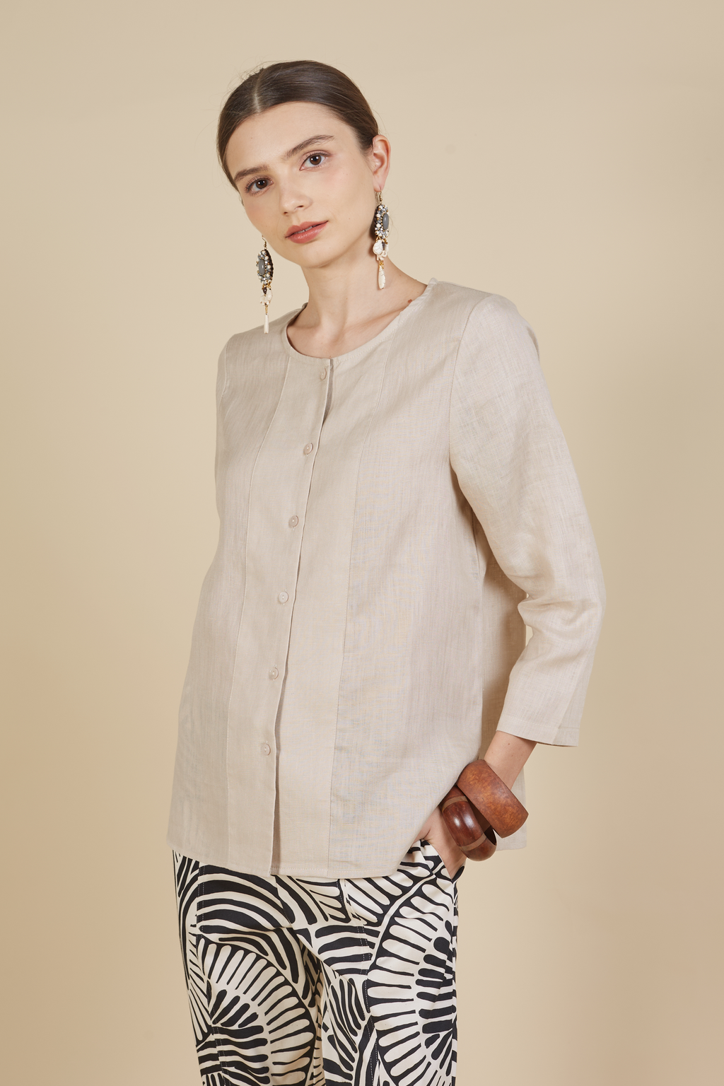 SHINA BUTTON UP LINEN BLOUSE