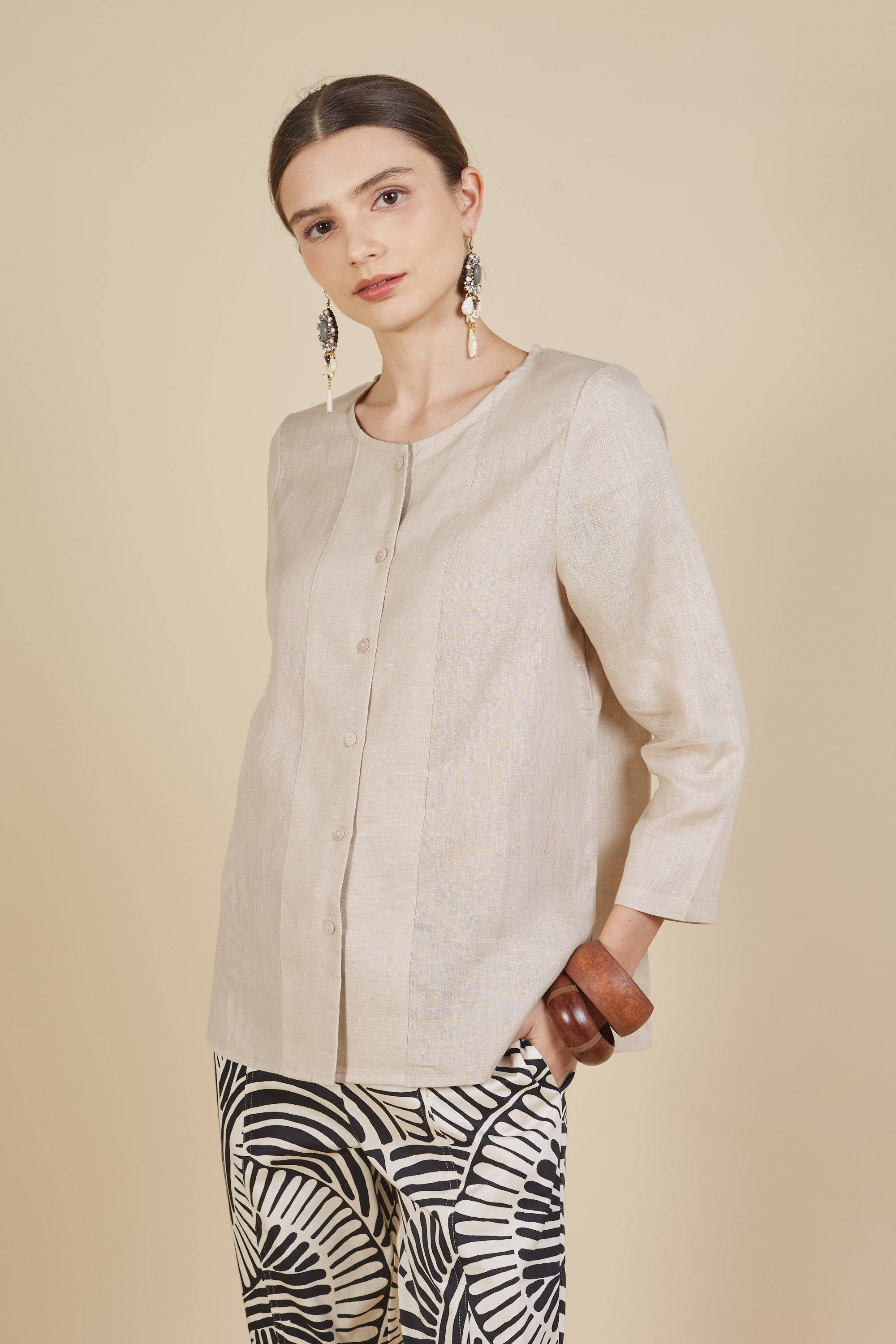 SHINA BUTTON UP LINEN BLOUSE