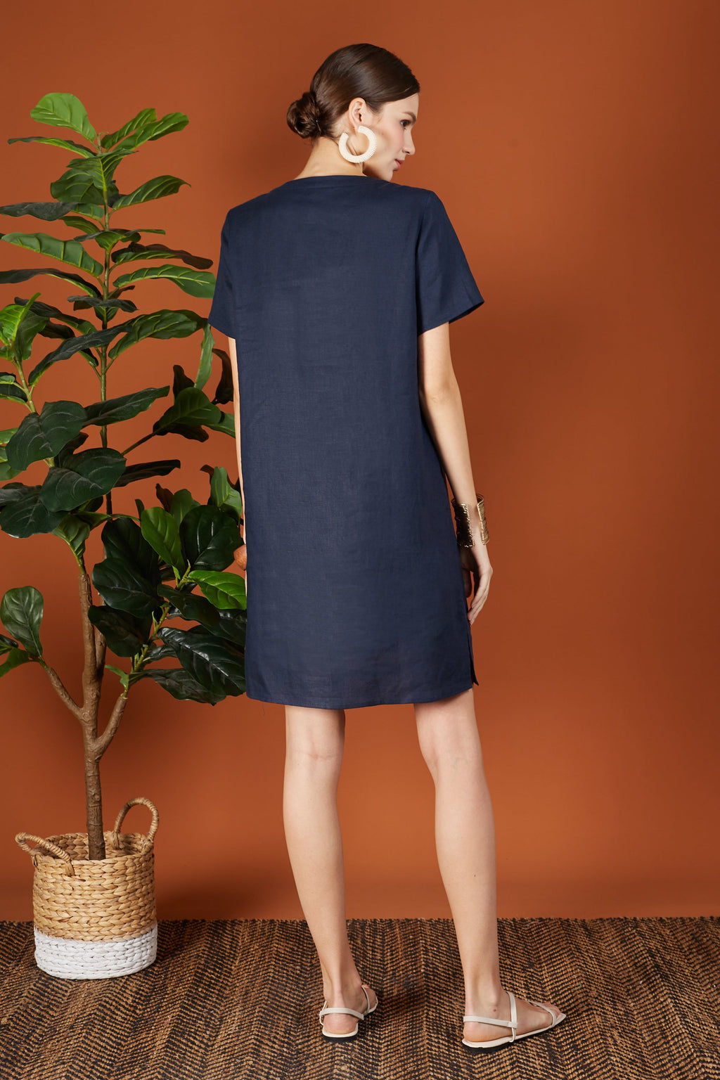 Layla Two Tone Embroidery Button Dress