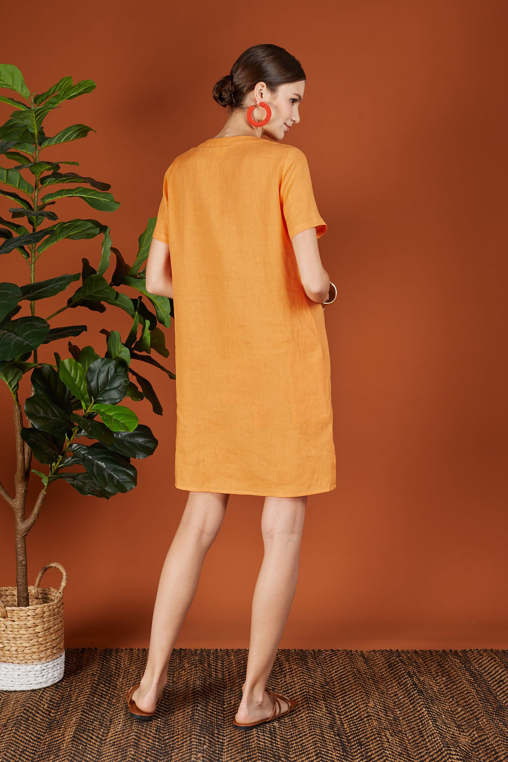 Layla Two Tone Embroidery Button Dress