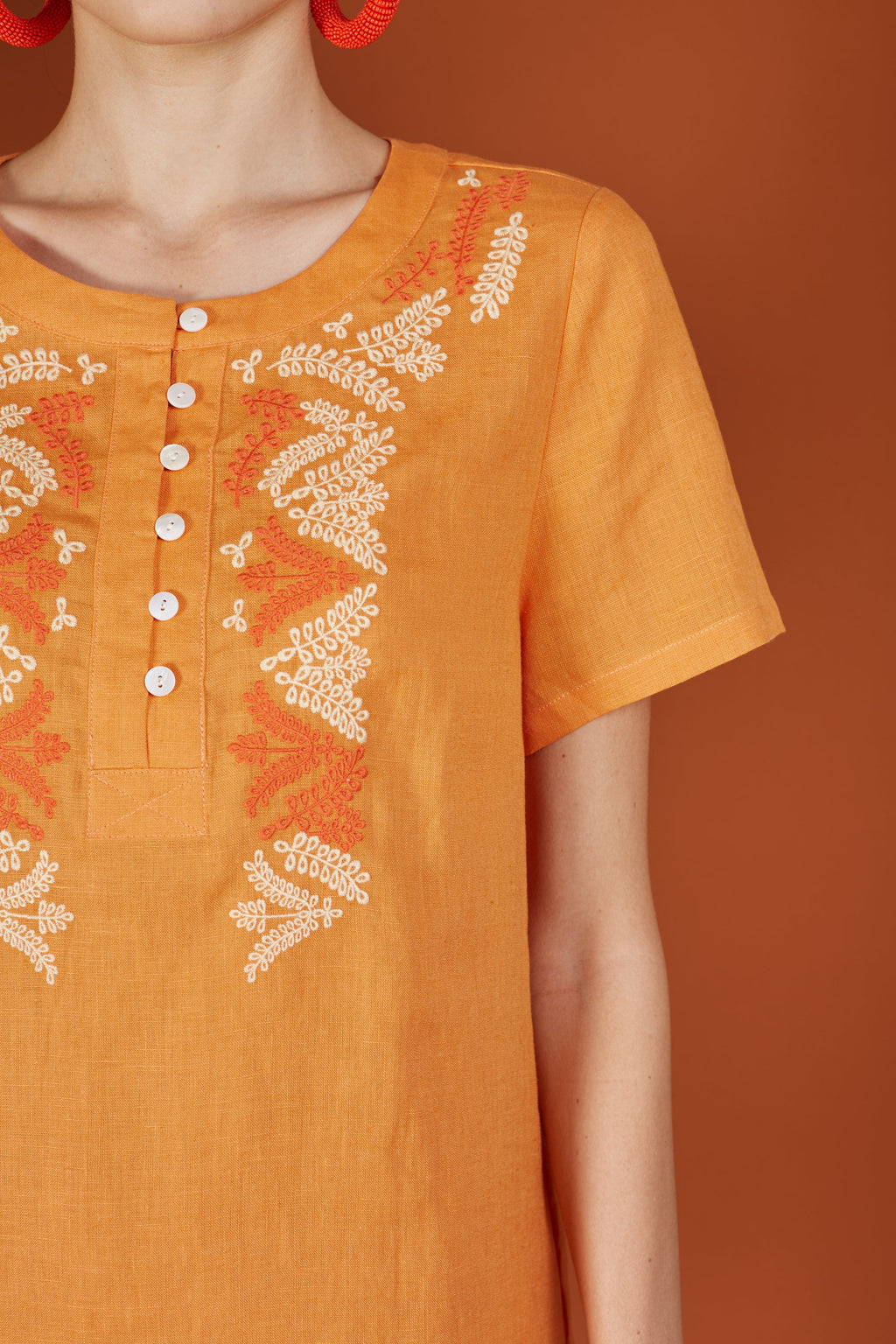 Layla Two Tone Embroidery Button Dress