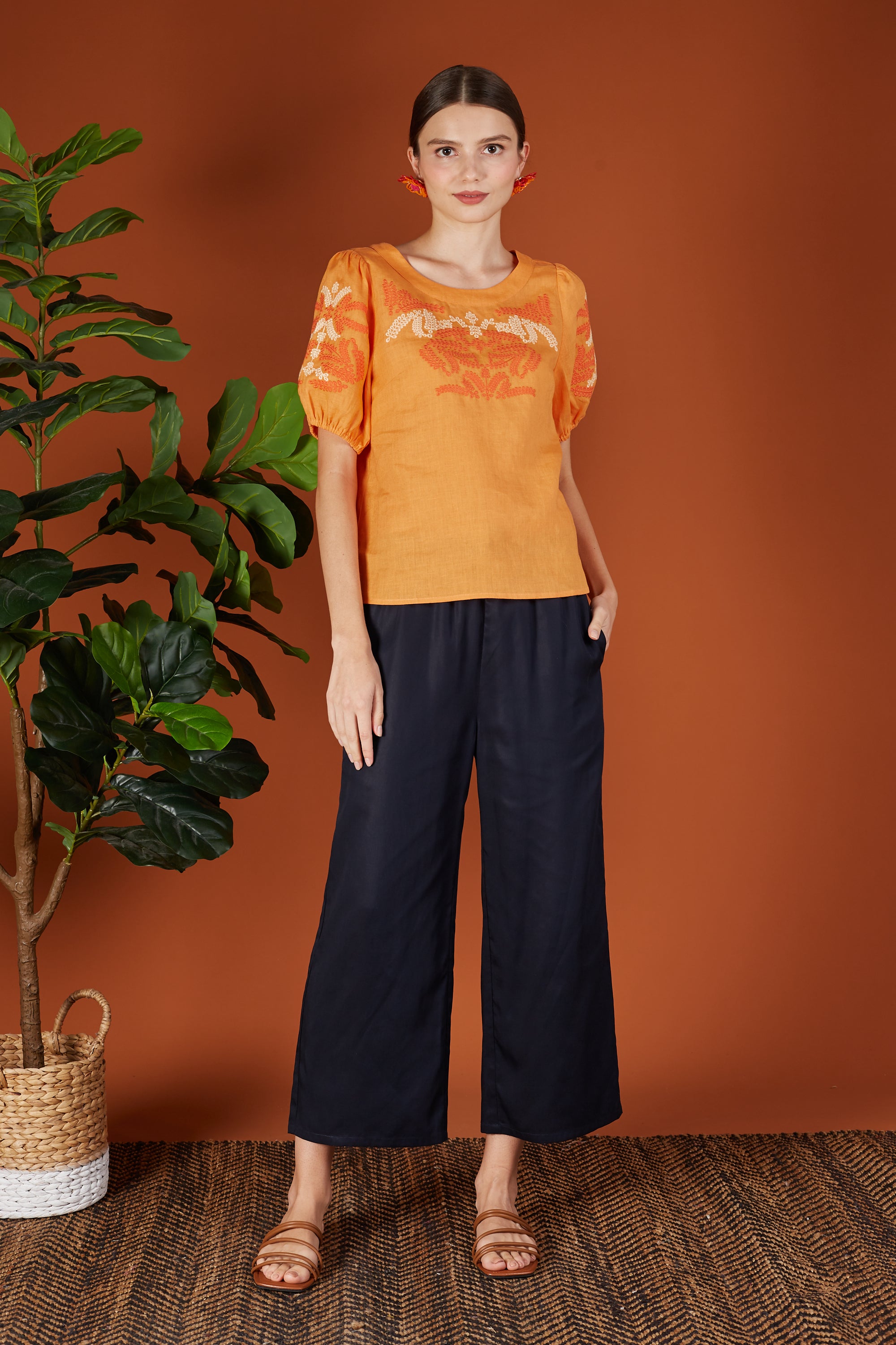 Layla Two Tone Embroidery Blouse
