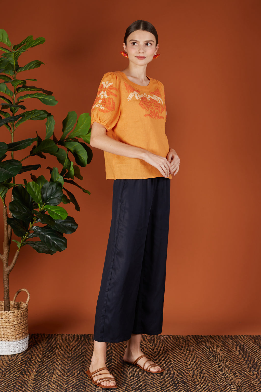 Layla Two Tone Embroidery Blouse