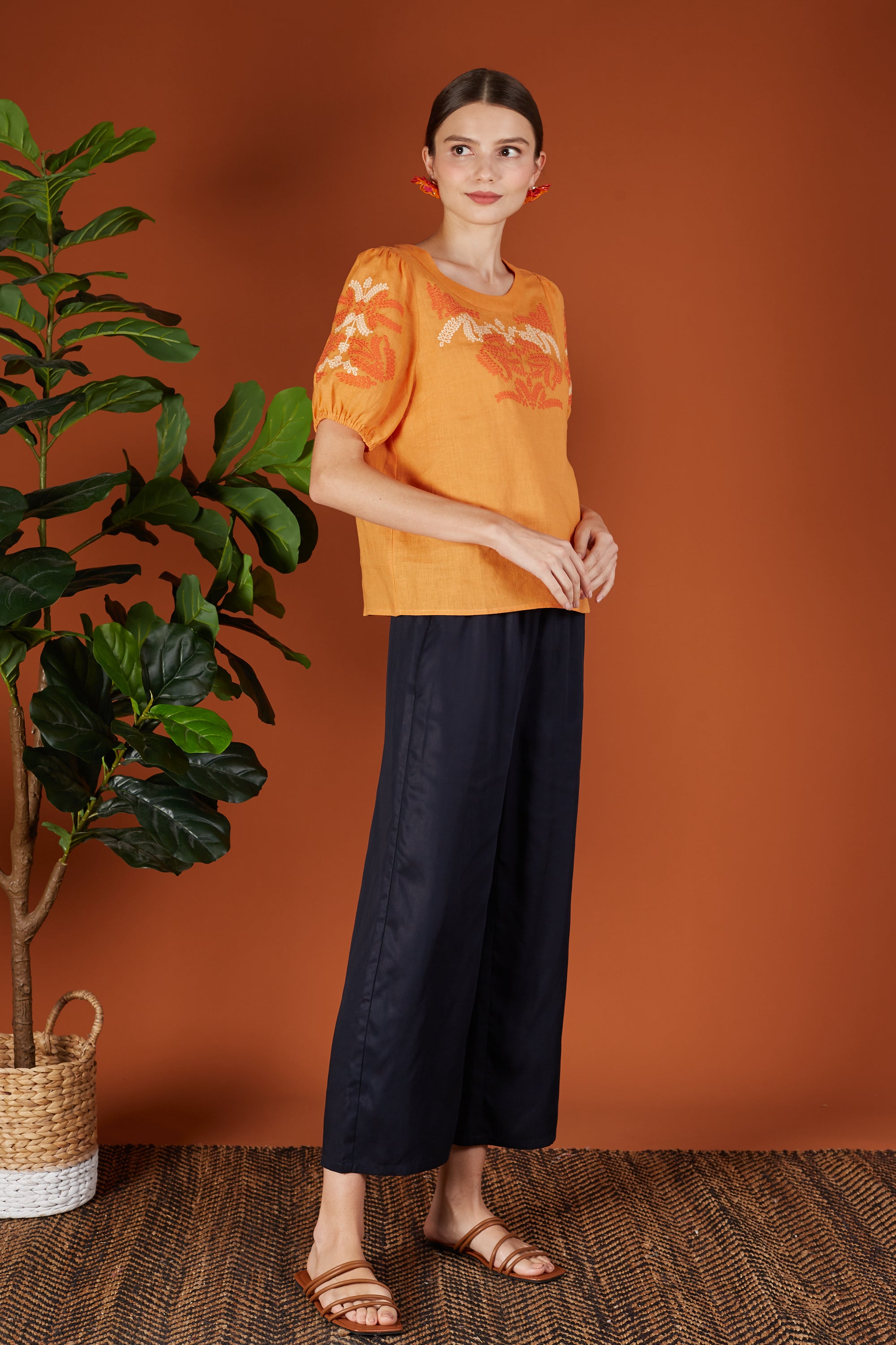 Layla Two Tone Embroidery Blouse