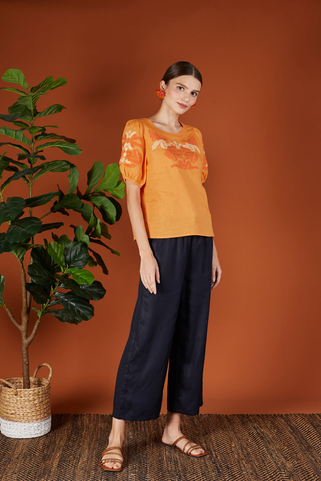 Layla Two Tone Embroidery Blouse