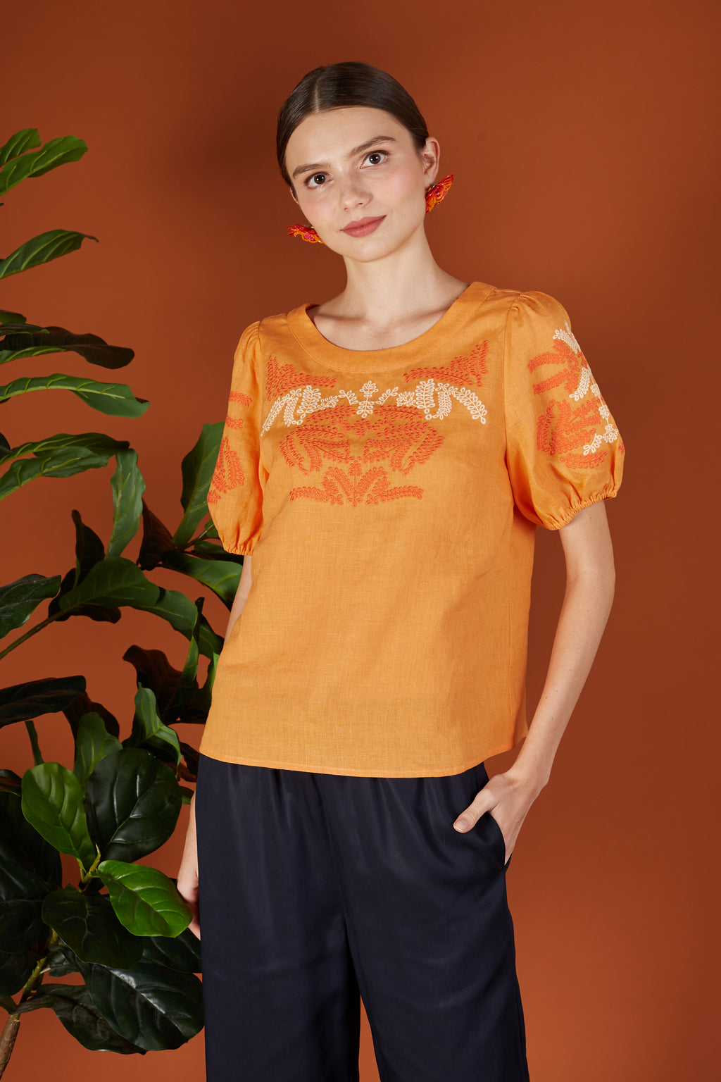 Layla Two Tone Embroidery Blouse