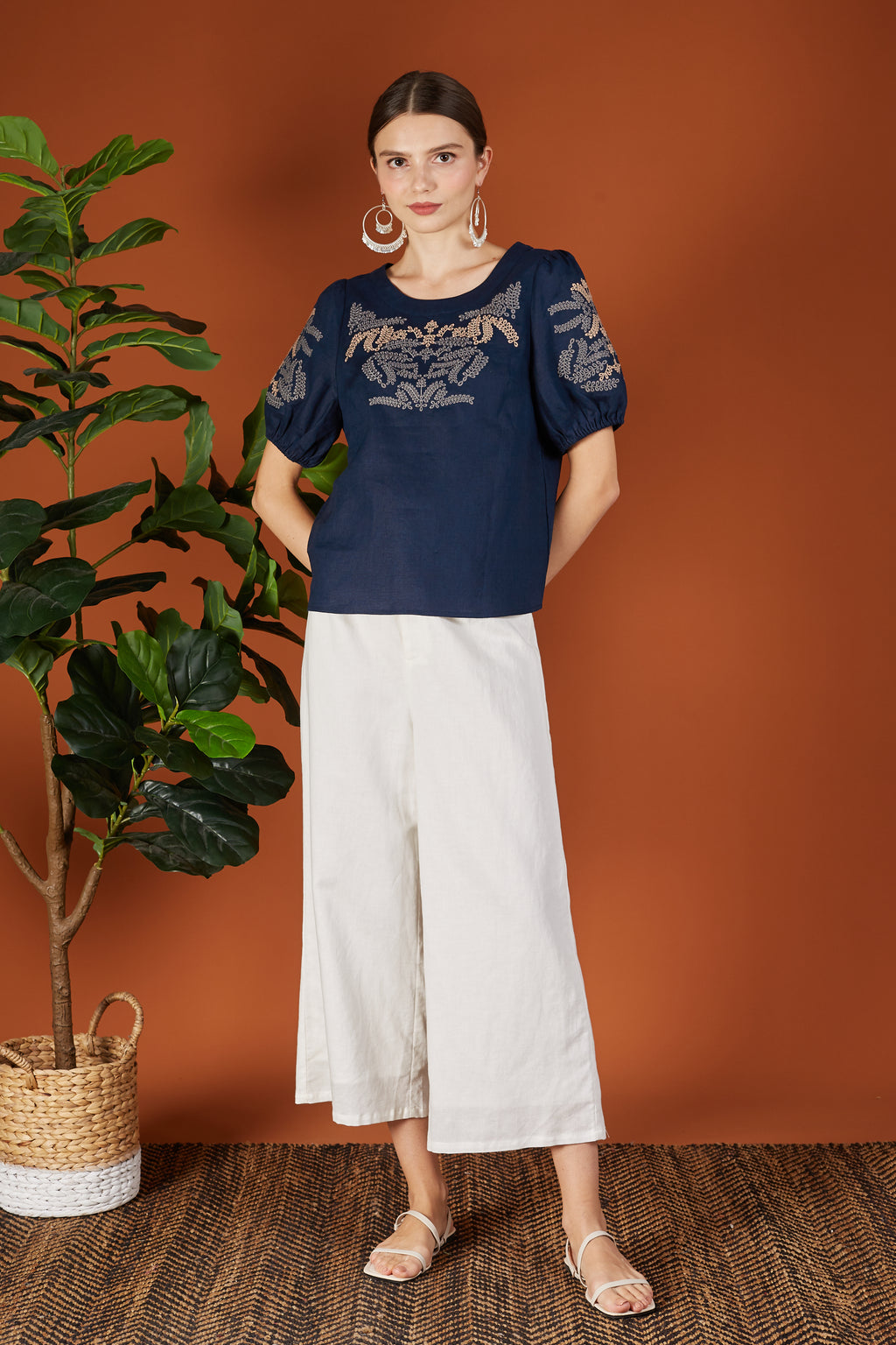 Layla Two Tone Embroidery Blouse