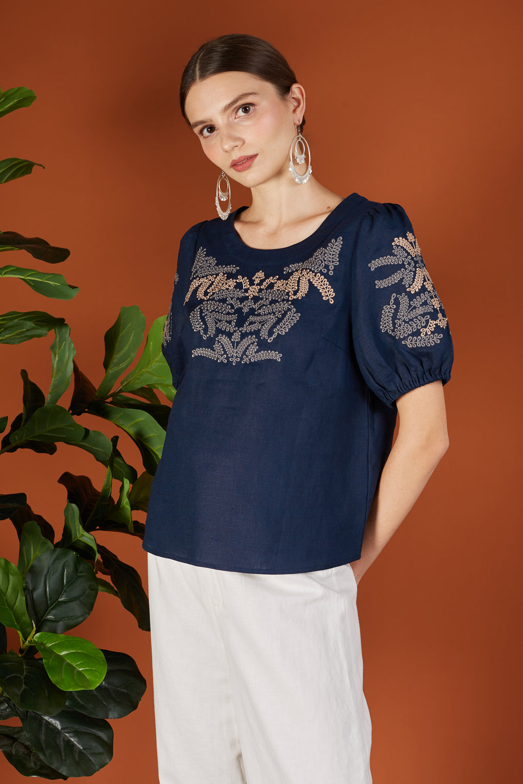 Layla Two Tone Embroidery Blouse