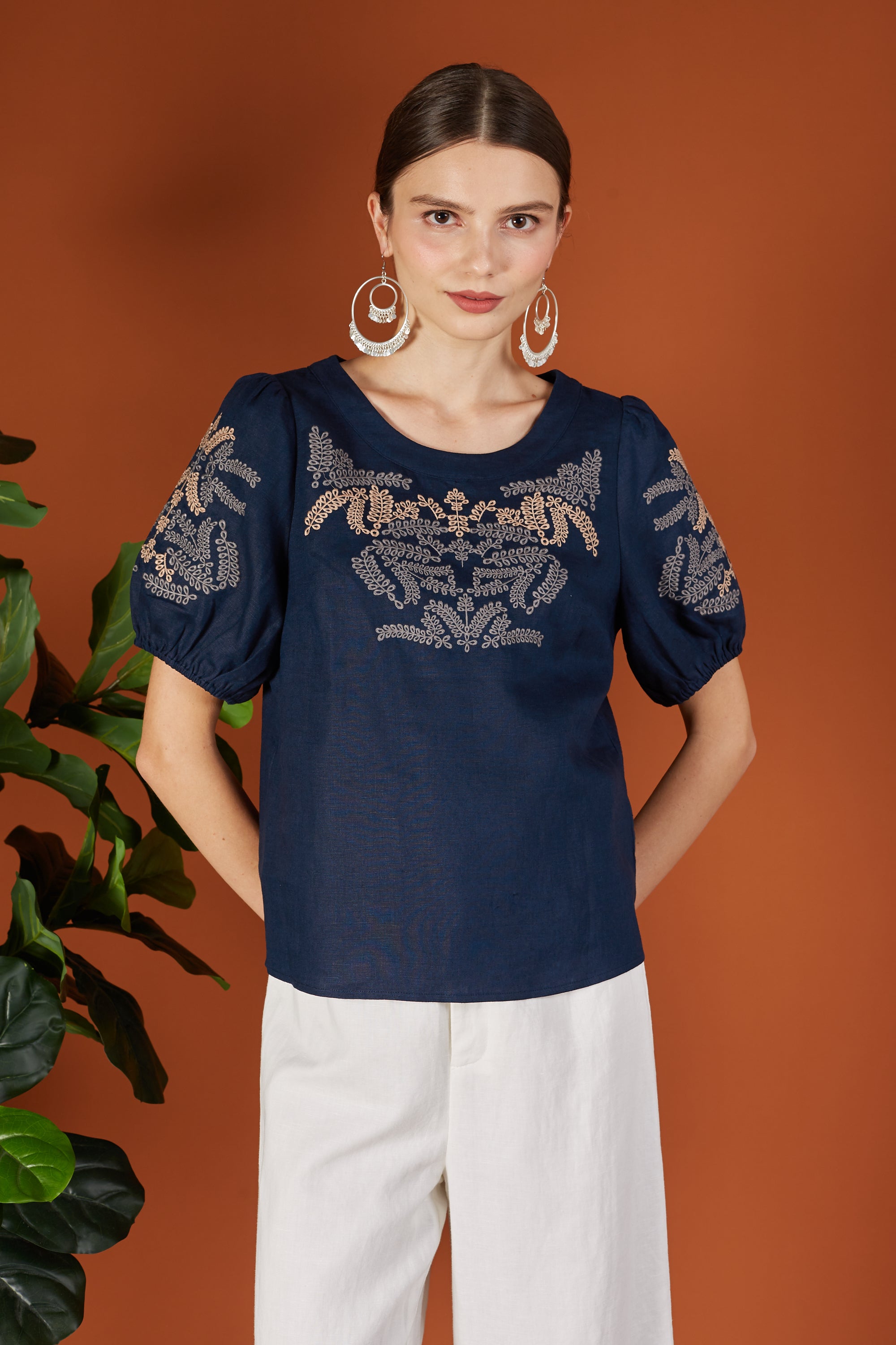 Layla Two Tone Embroidery Blouse