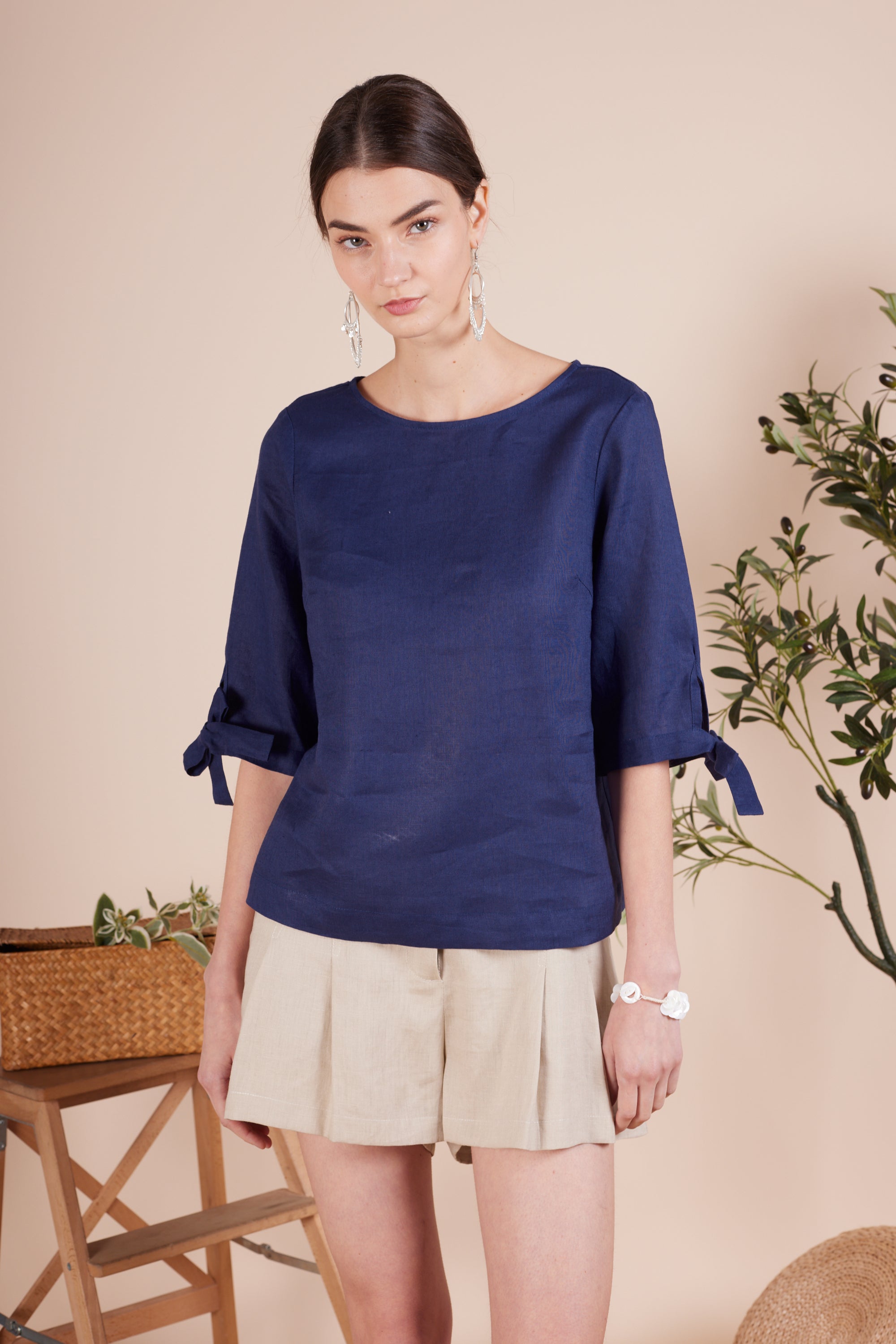 Aurora Linen 3/4 Blouse