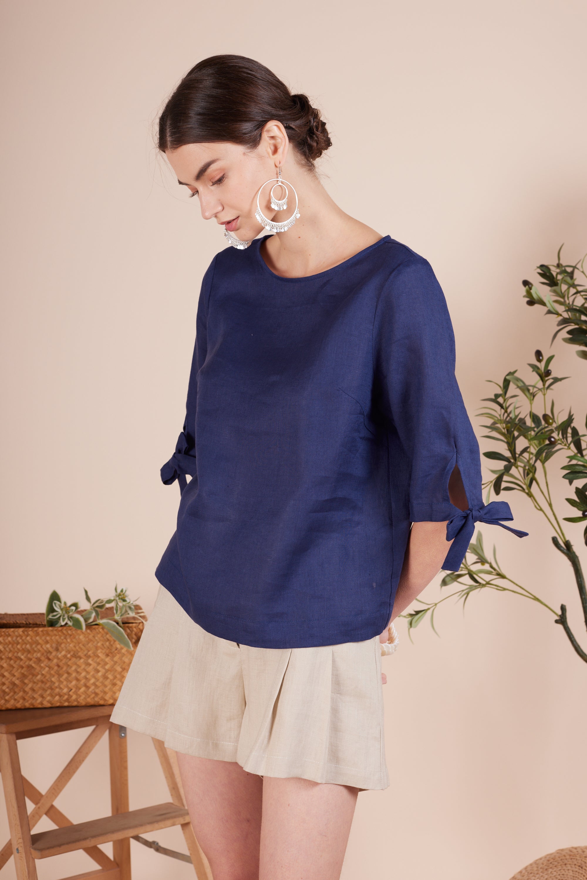 Aurora Linen 3/4 Blouse