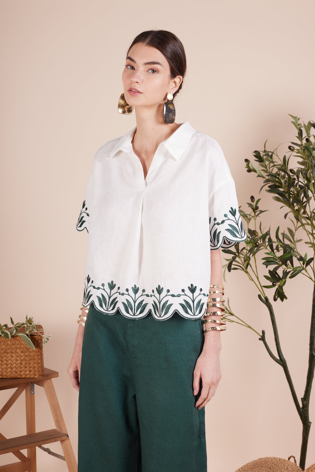 Cecilia Embroidery Flower Blouse