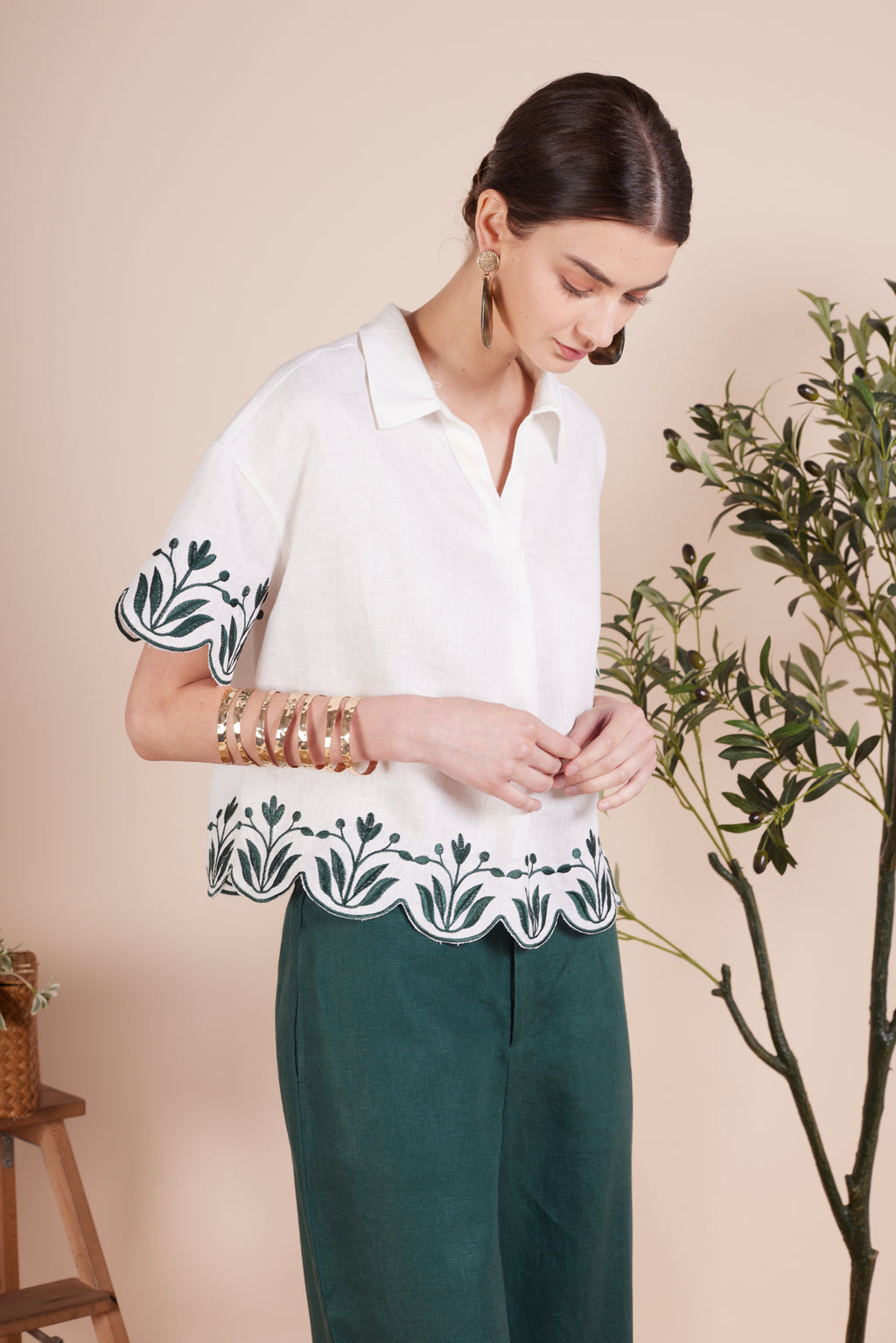 Cecilia Embroidery Flower Blouse