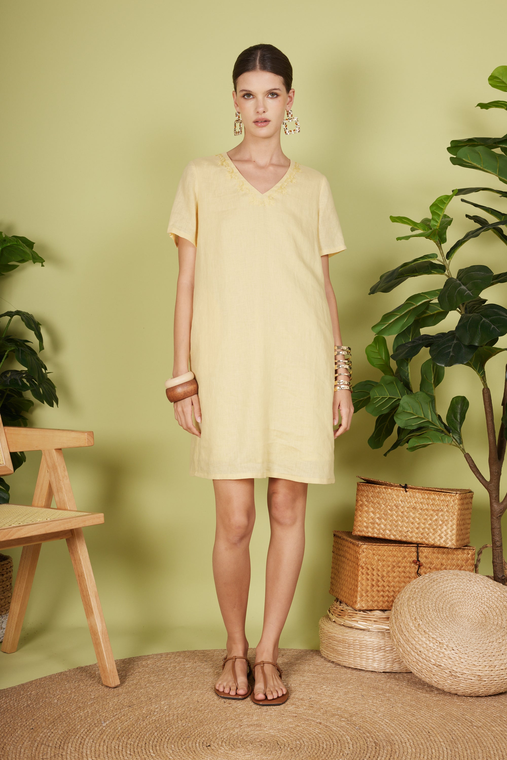 EMBROIDERED MIDI DRESS