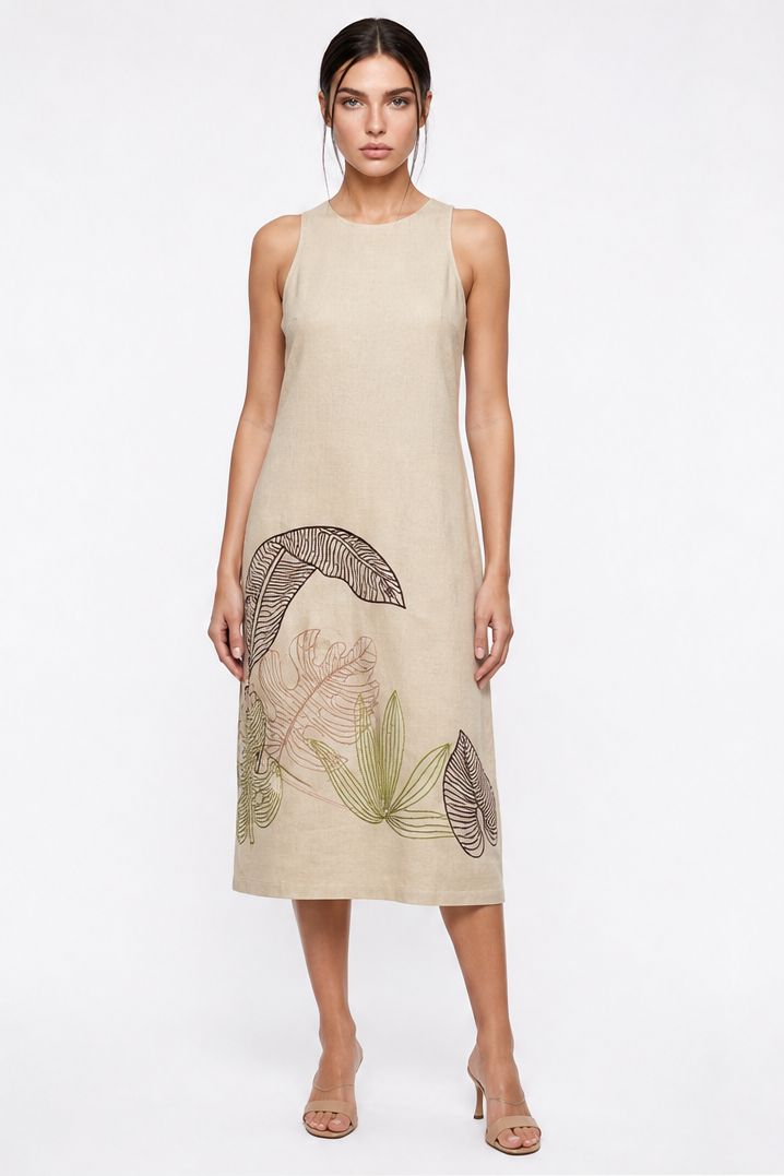LYDIA EMBROIDERY MIDI DRESS