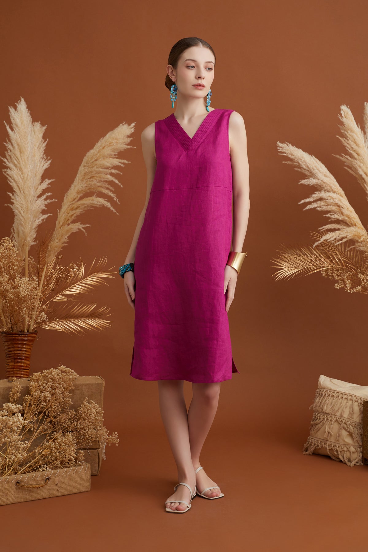 JASMINE RUCHING NECKLINE MIDI