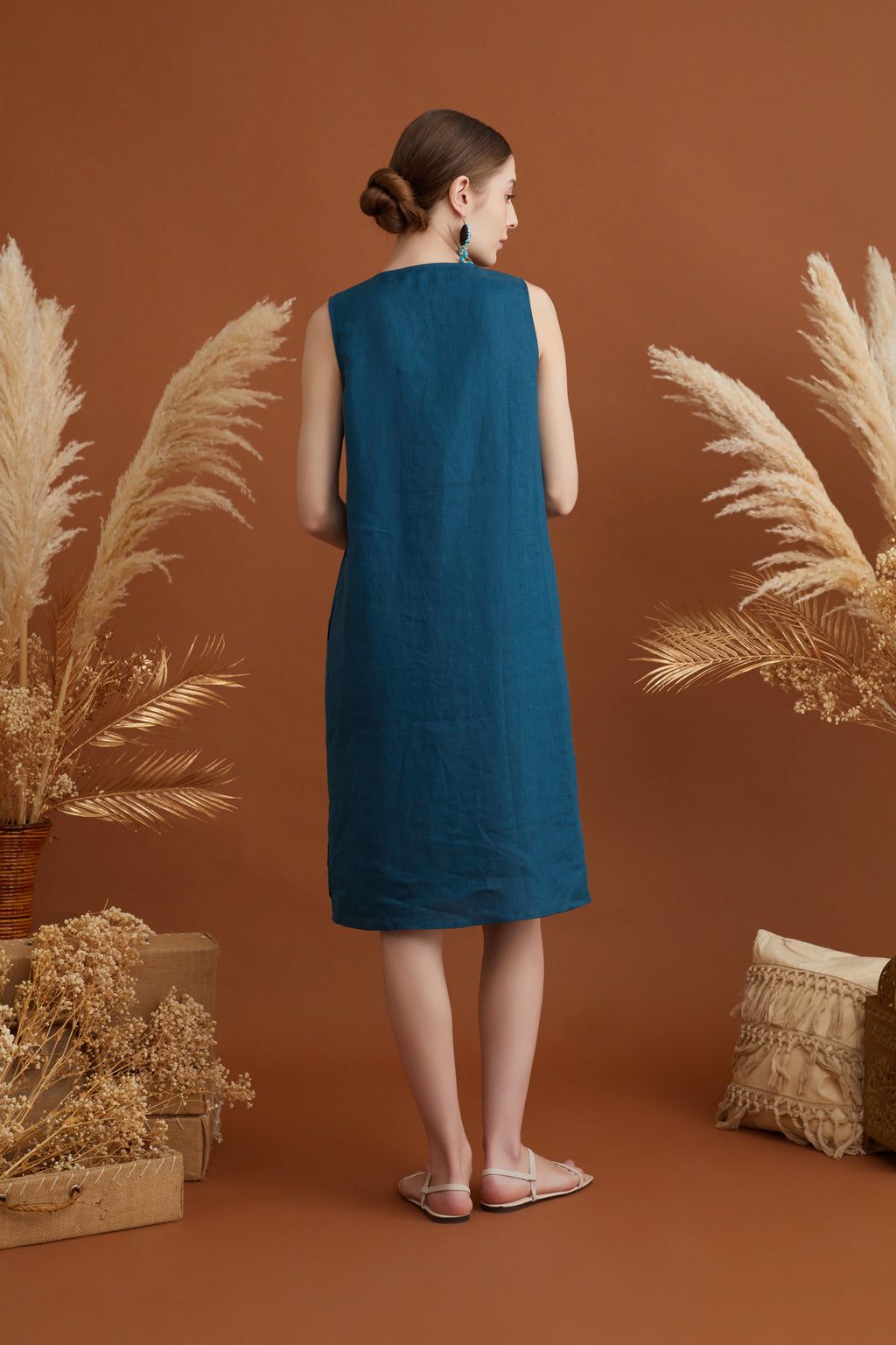 JASMINE RUCHING NECKLINE MIDI