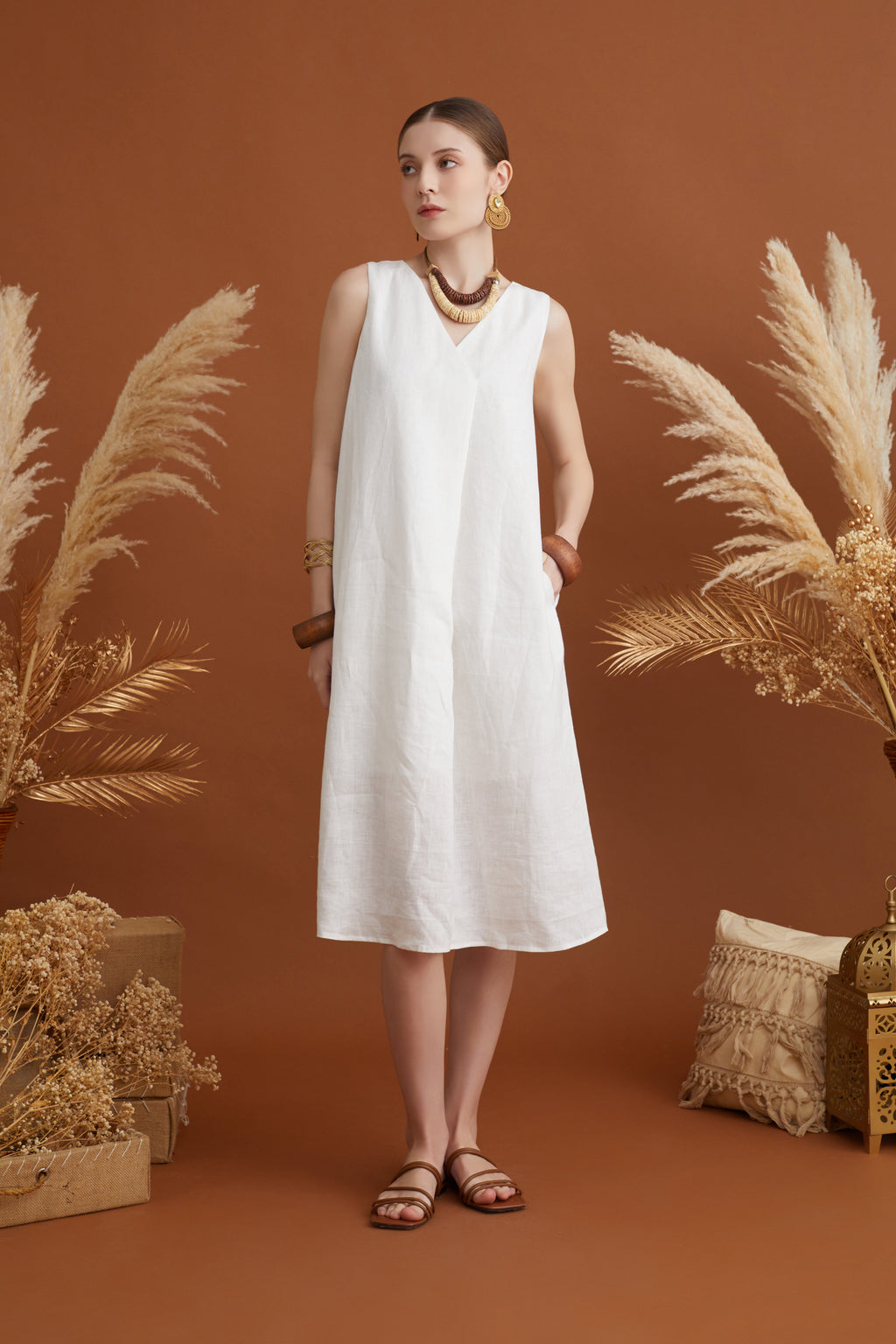 GLORIA PLEATED MIDI DRESS