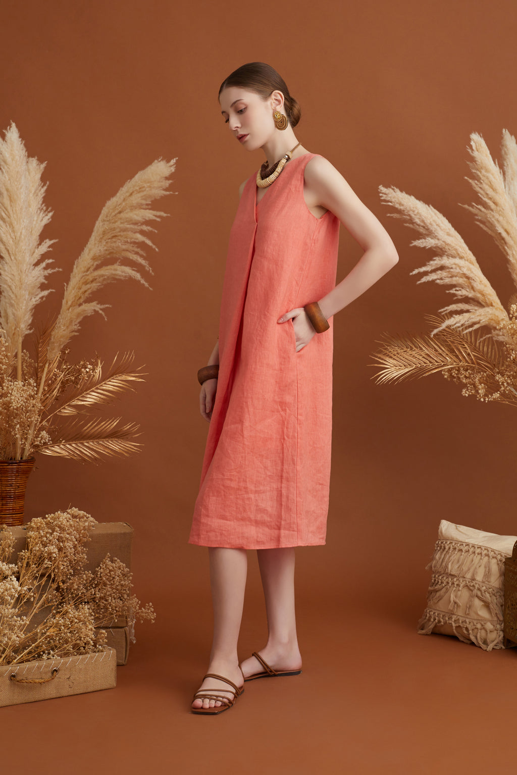 GLORIA PLEATED MIDI DRESS