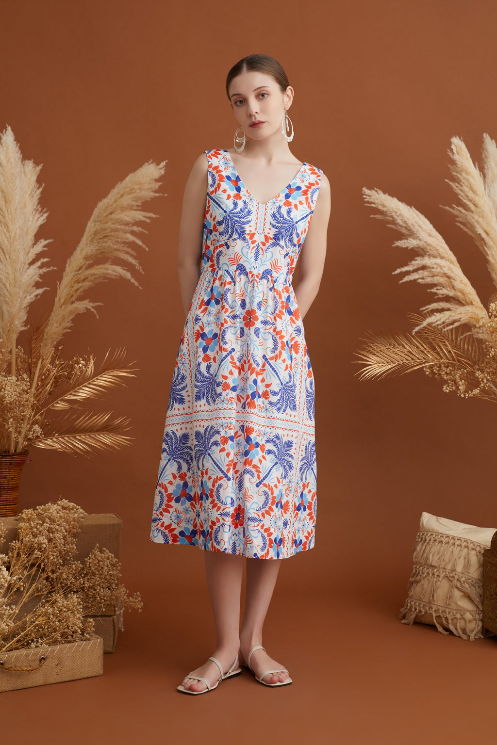 CAMILLIA V NECK MIDI DRESS