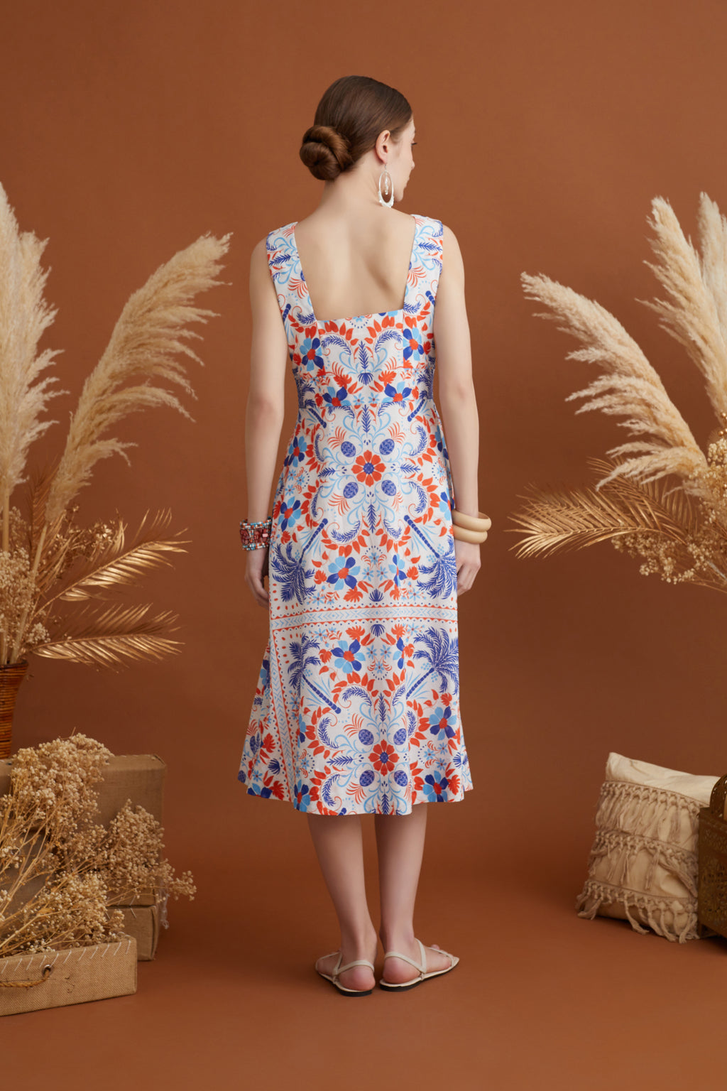 CAMILLIA V NECK MIDI DRESS