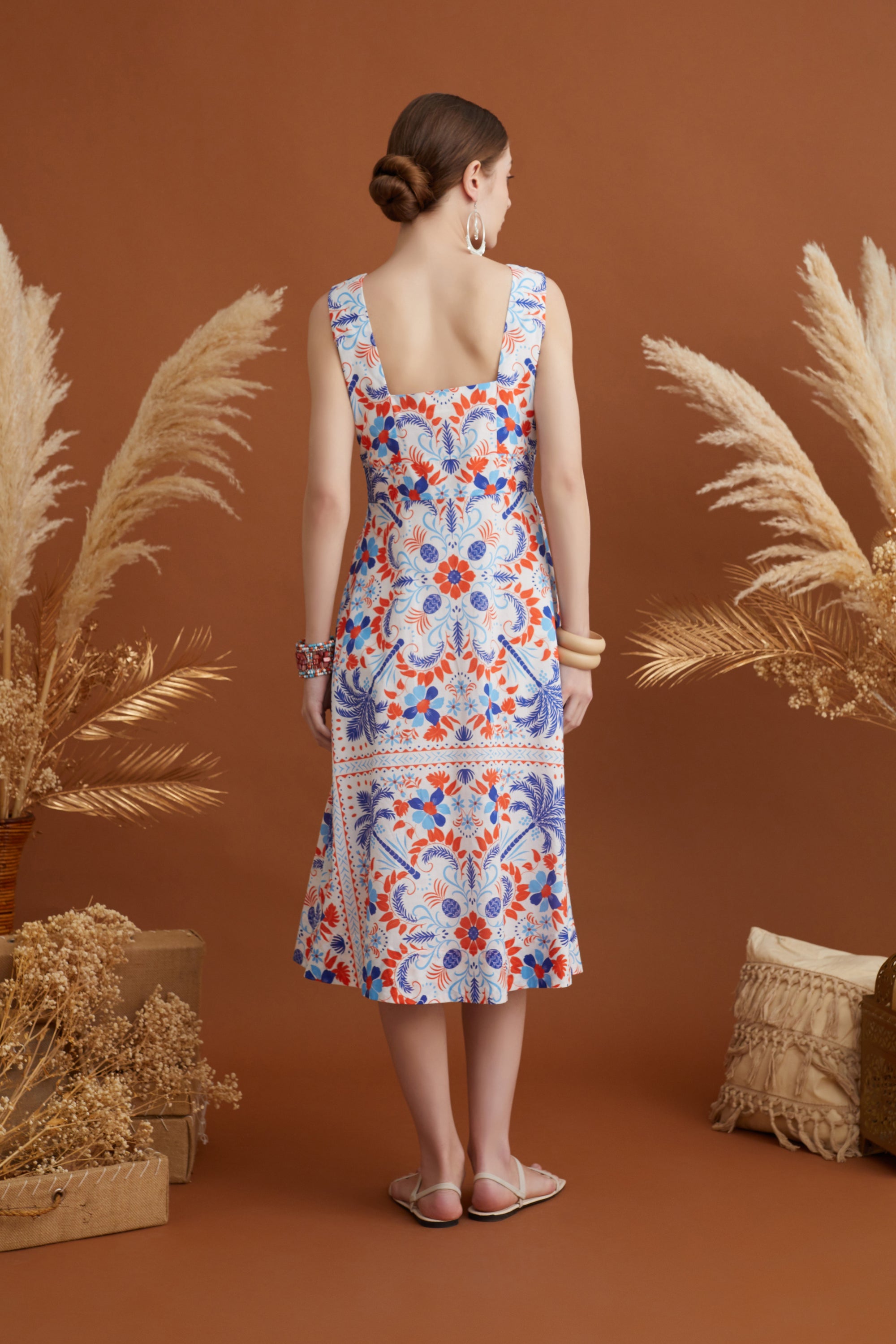 CAMILLIA V NECK MIDI DRESS