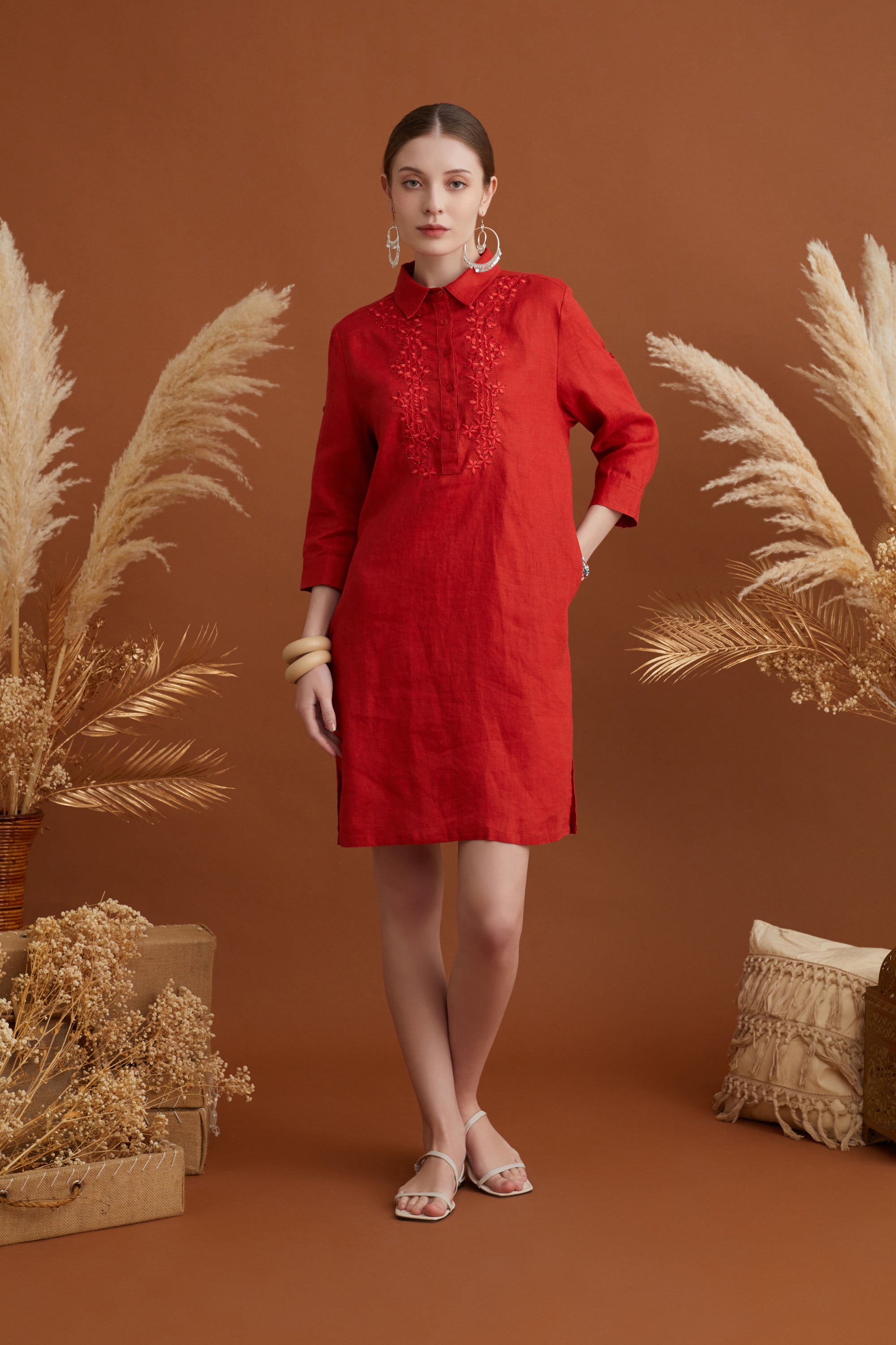 NUR BEADED SAFARI DRESS