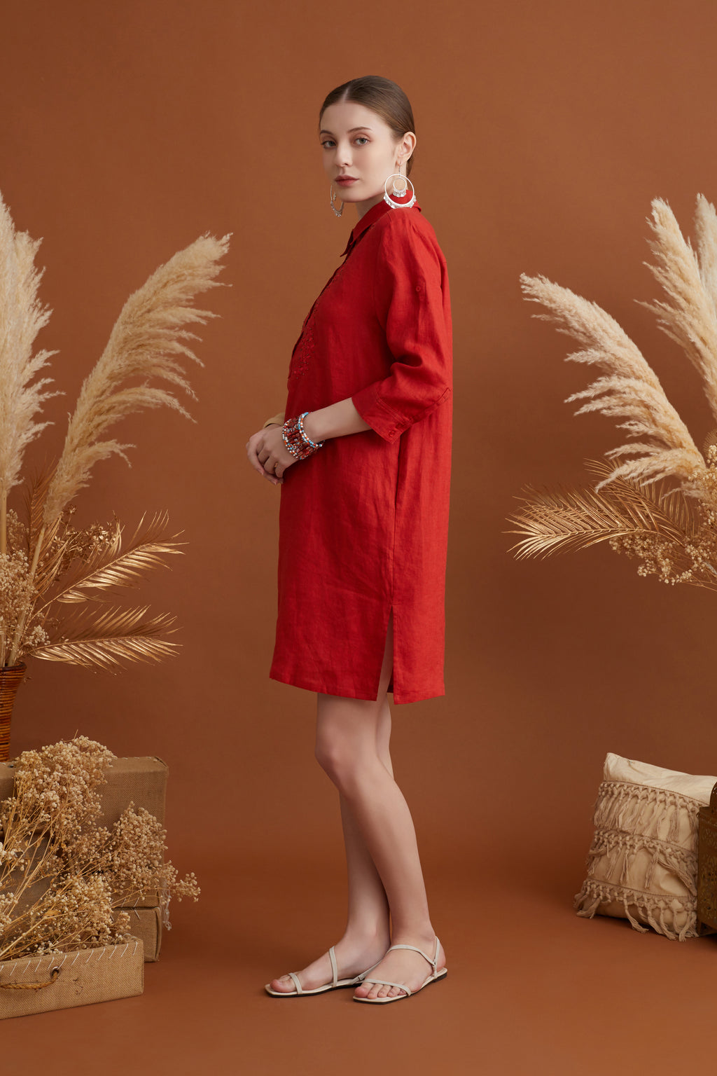 NUR BEADED SAFARI DRESS