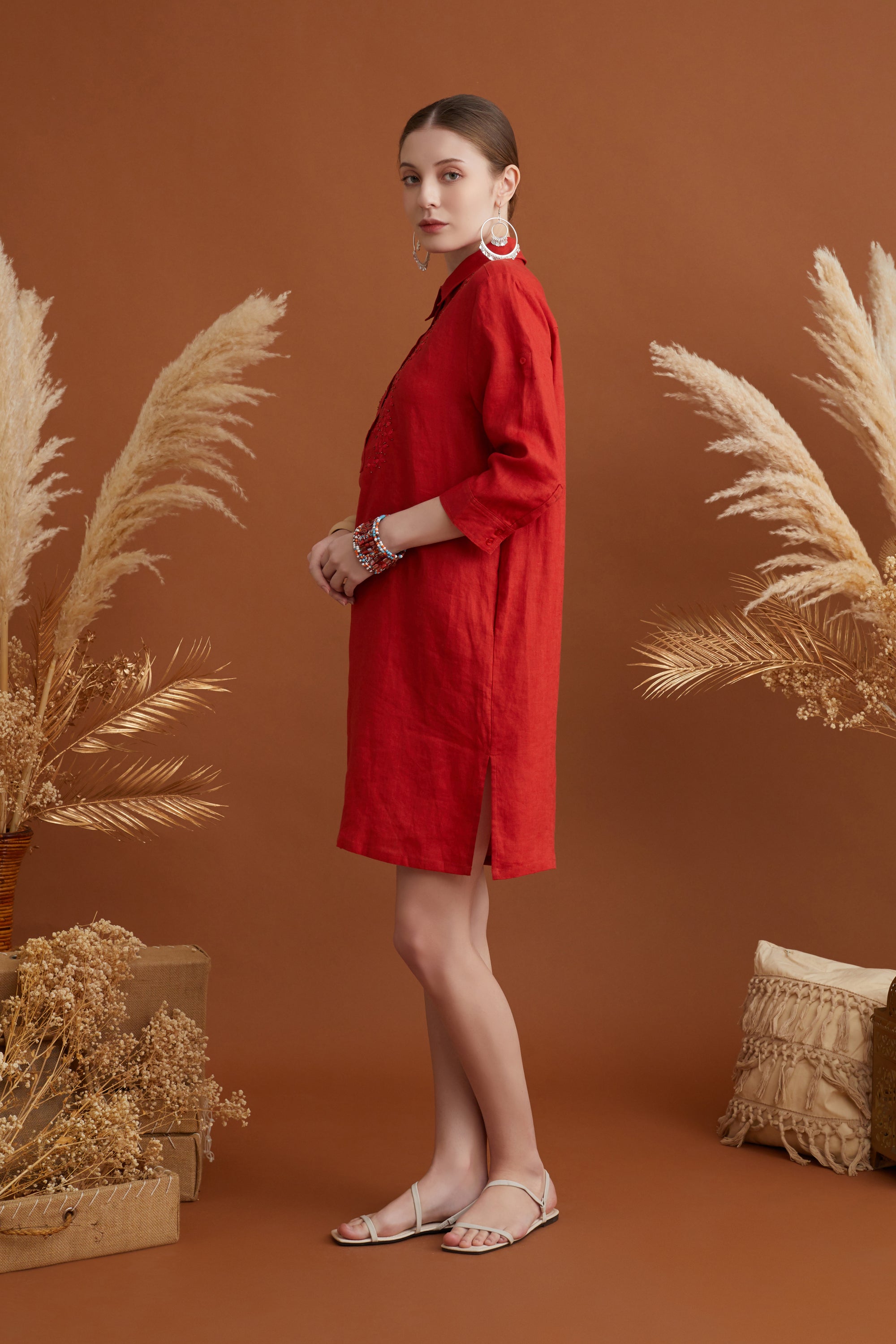 NUR BEADED SAFARI DRESS