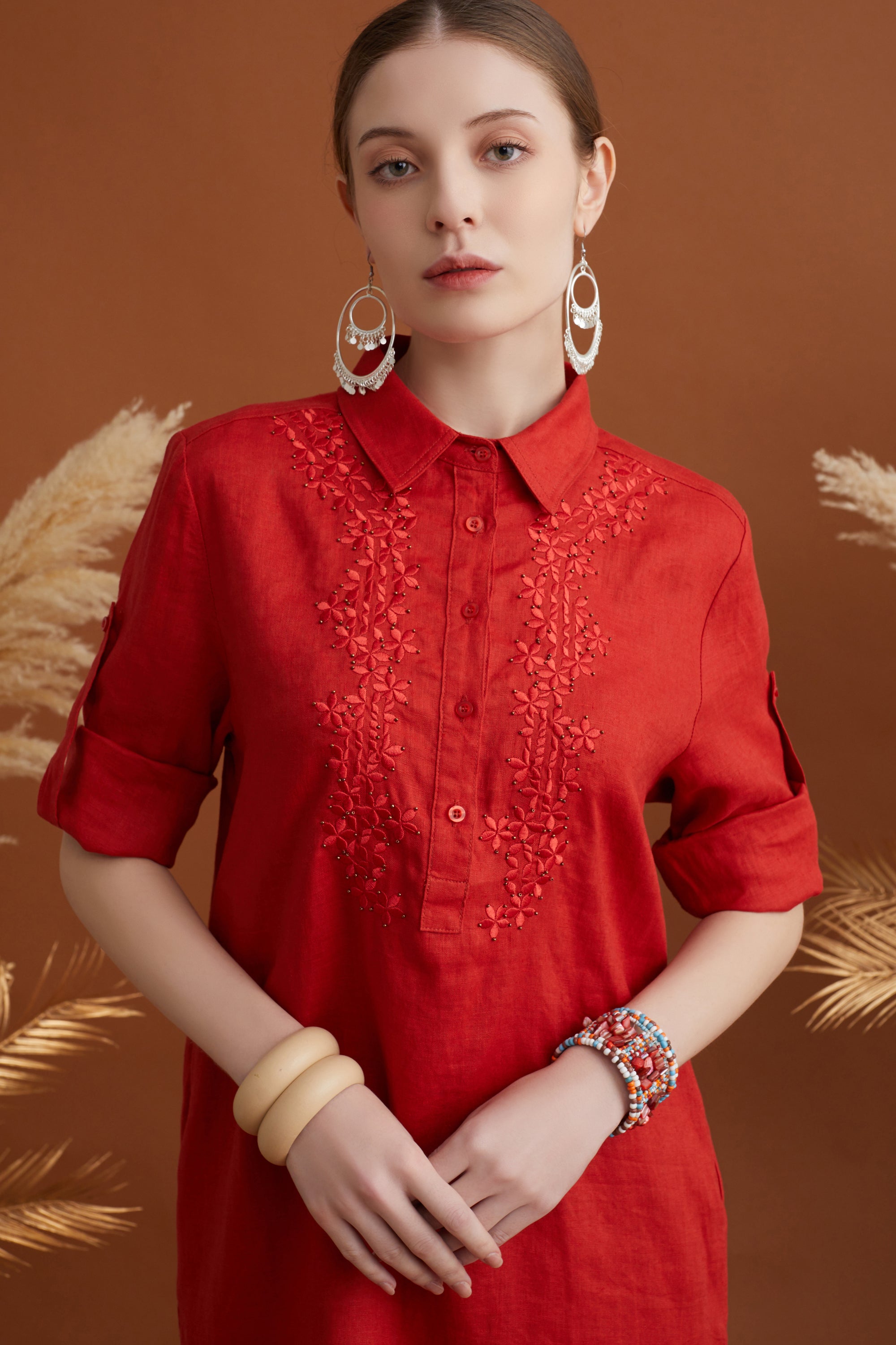 NUR BEADED SAFARI DRESS