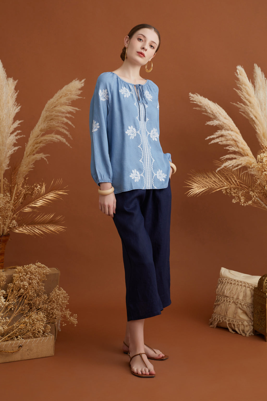 CAMOLIA TENCEL DENIM BLOUSE