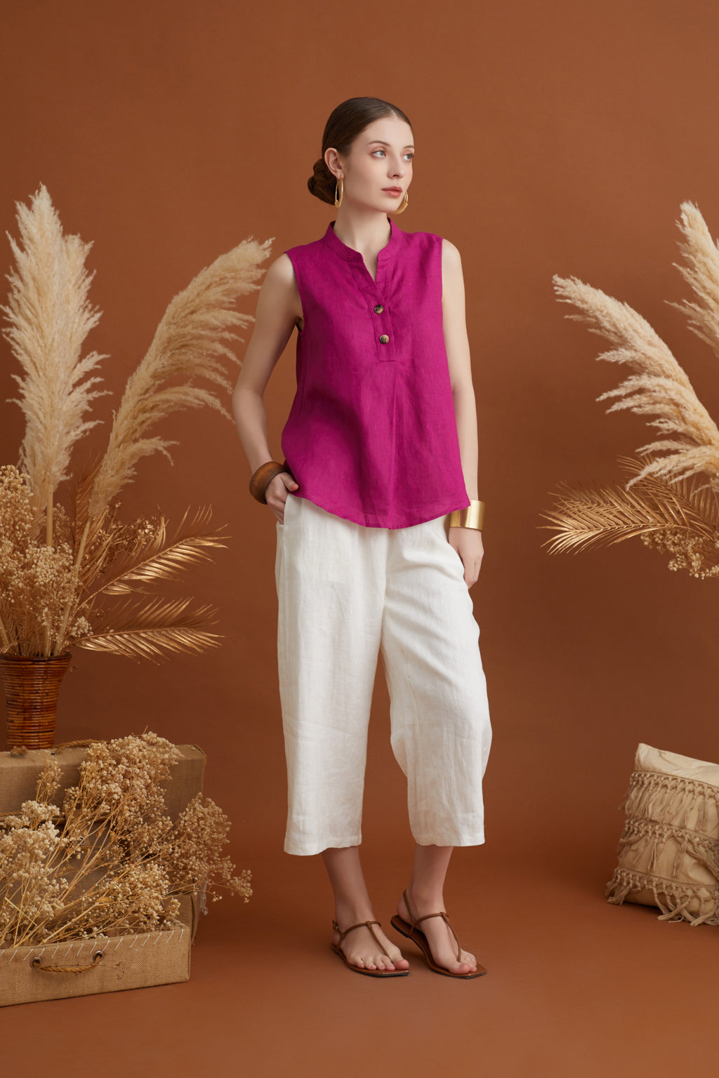 JULIE MANDARIN COLLAR TOP