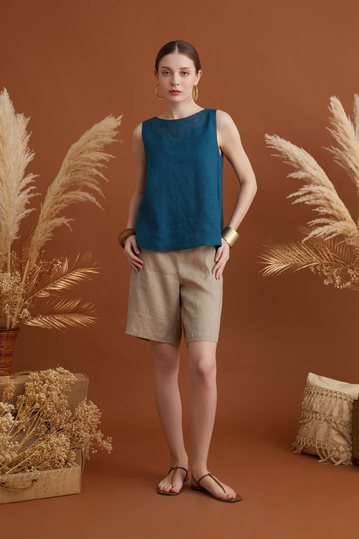 HARSHA OVERLAPPING SLEEVELESS TOP