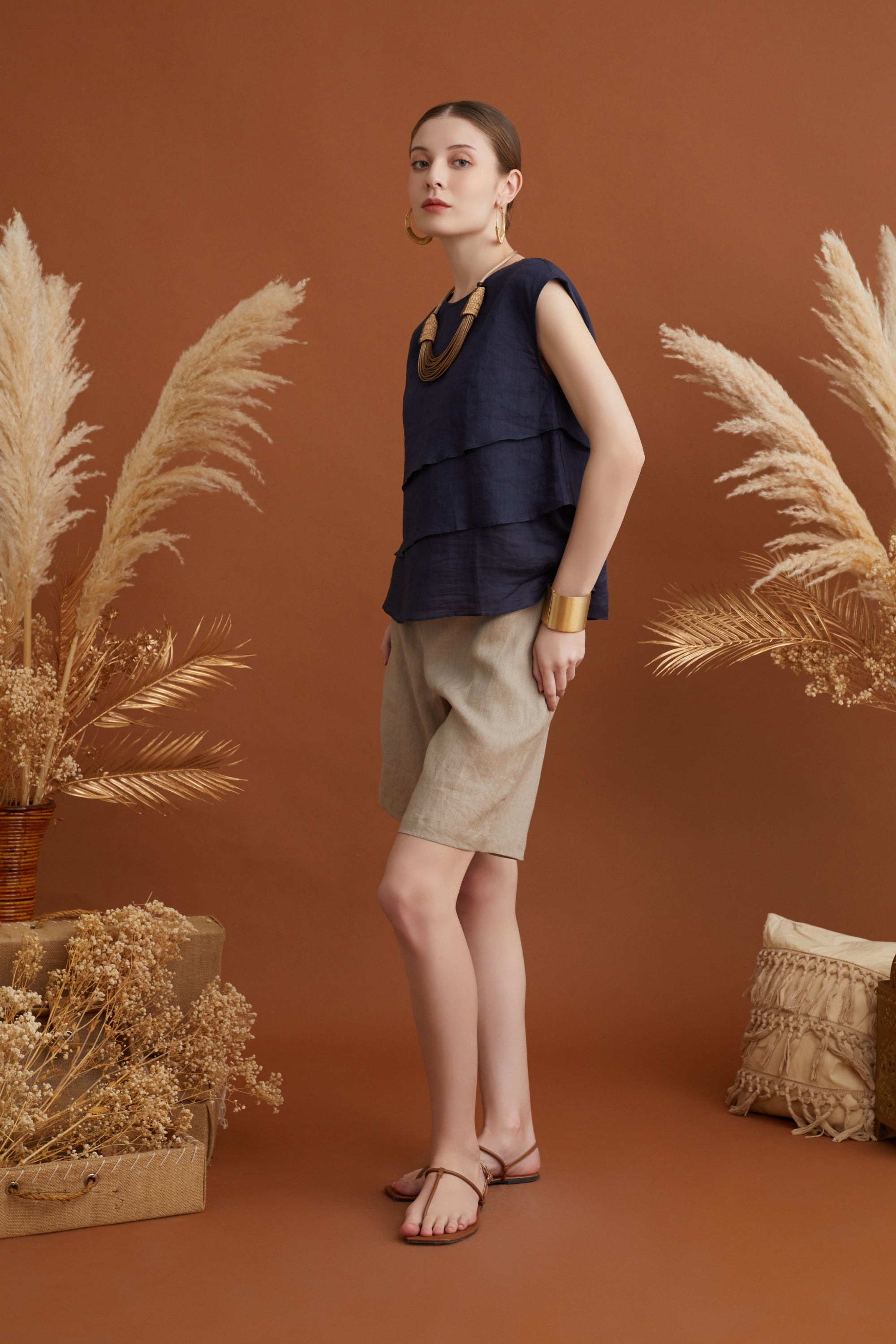 JUEN CAP SLEEVES TIERED TOP