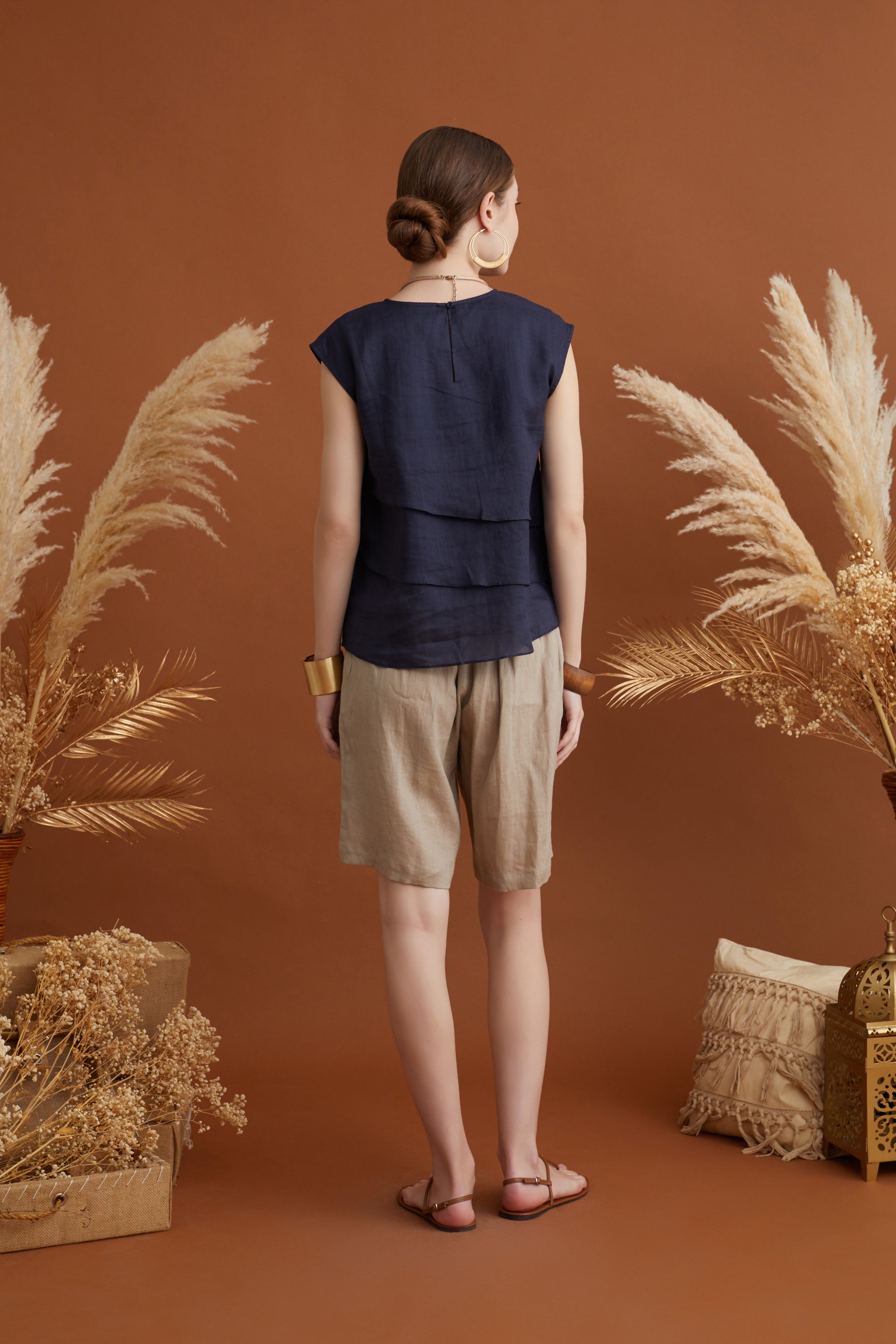 JUEN CAP SLEEVES TIERED TOP