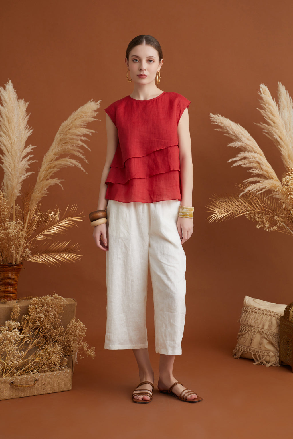 JUEN CAP SLEEVES TIERED TOP