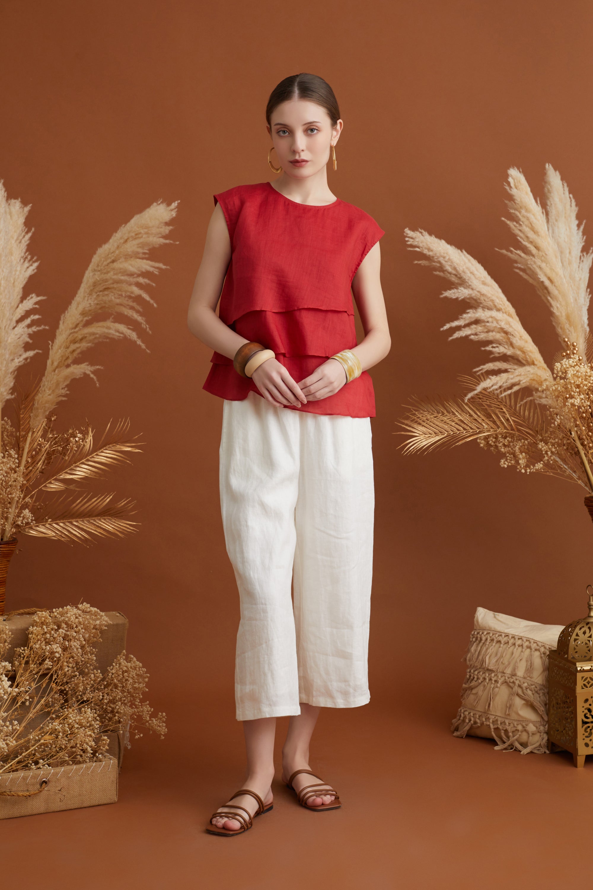 JUEN CAP SLEEVES TIERED TOP