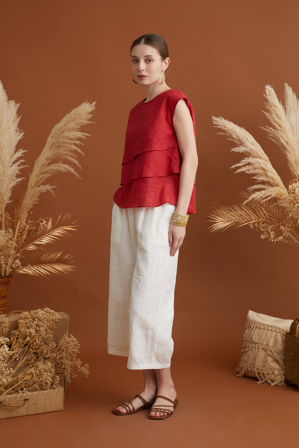 JUEN CAP SLEEVES TIERED TOP