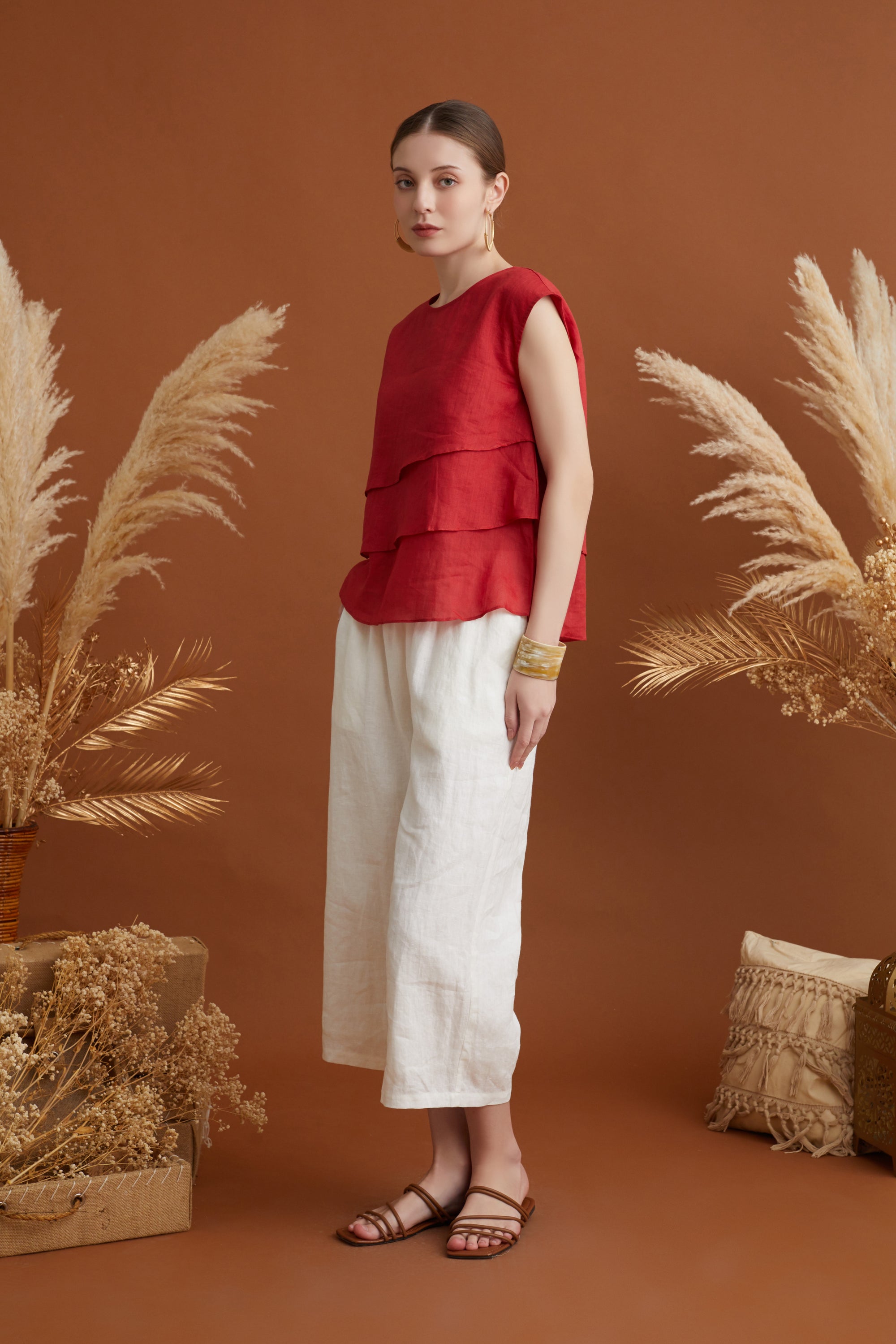 JUEN CAP SLEEVES TIERED TOP