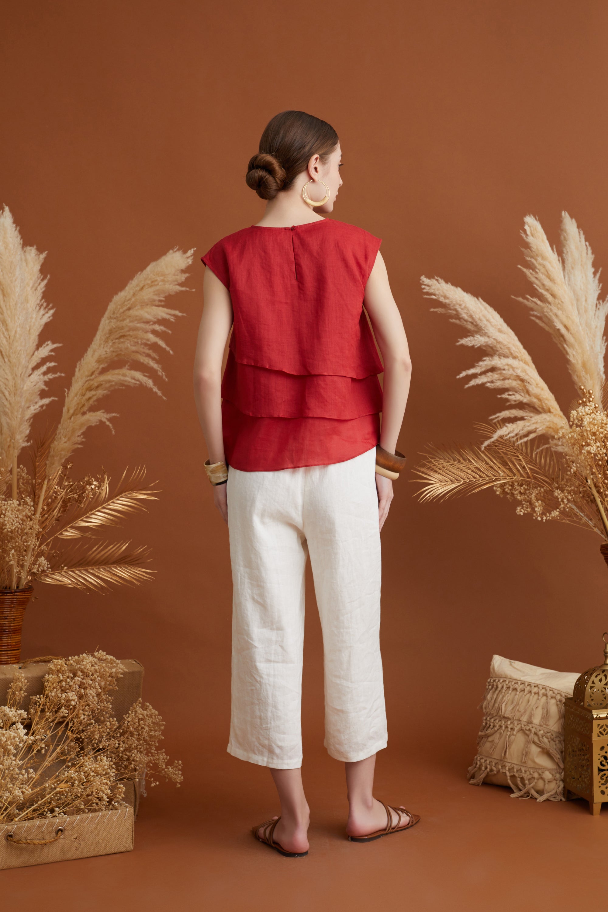 JUEN CAP SLEEVES TIERED TOP