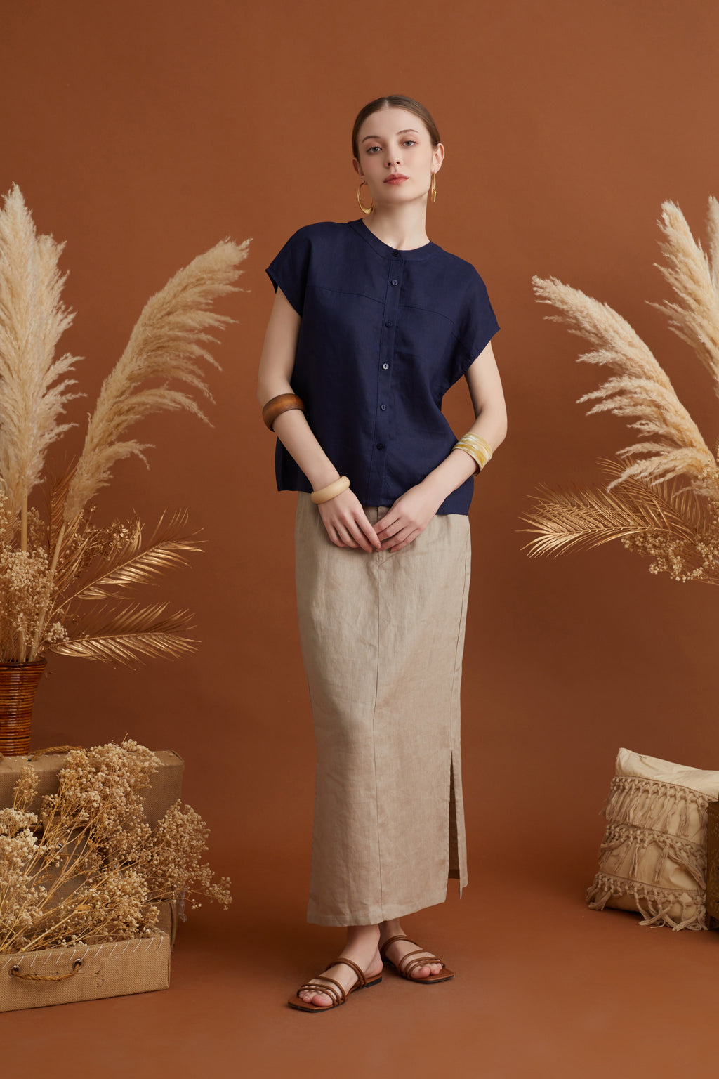 SHYLA MANDARIN COLLAR BLOUSE