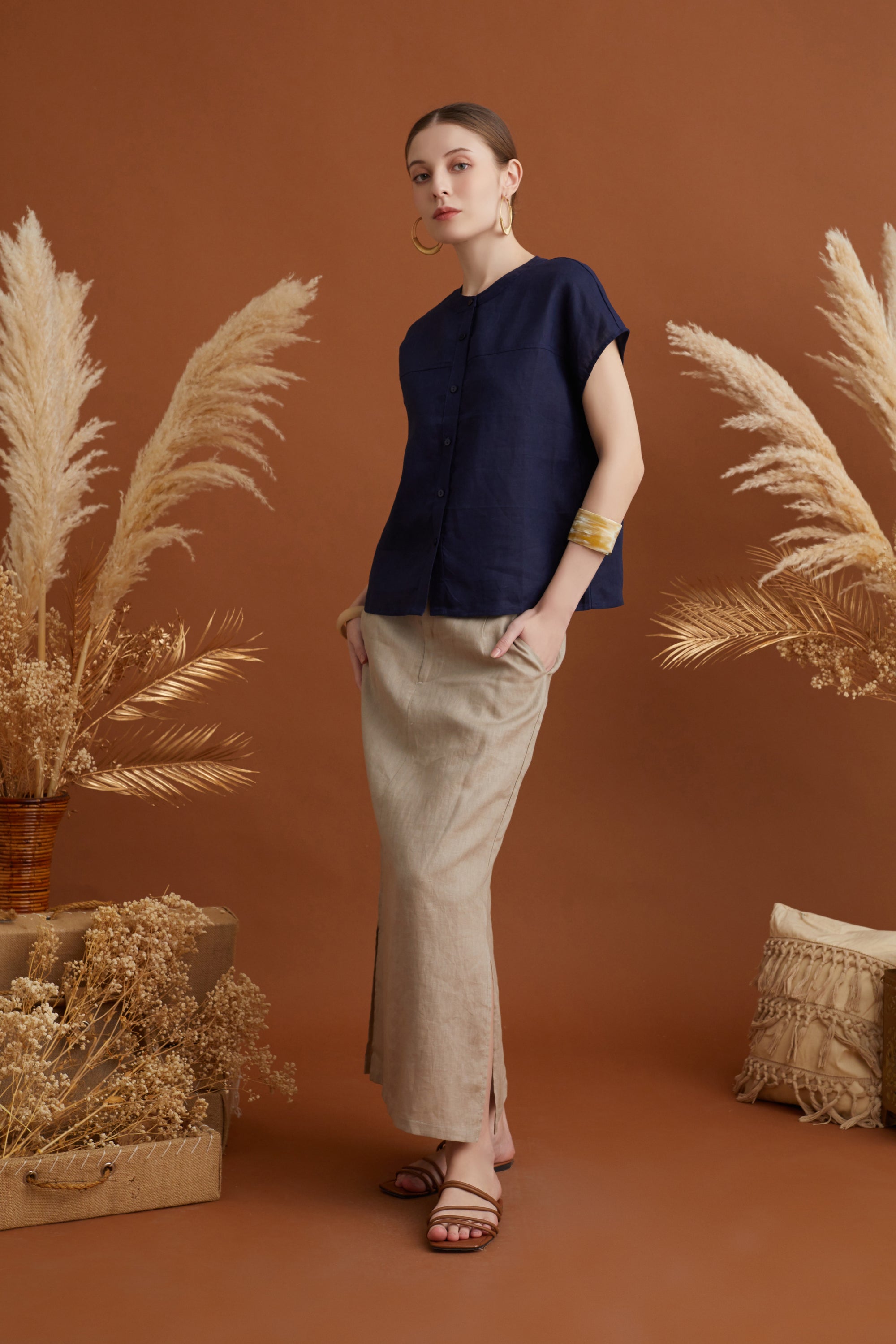 SHYLA MANDARIN COLLAR BLOUSE