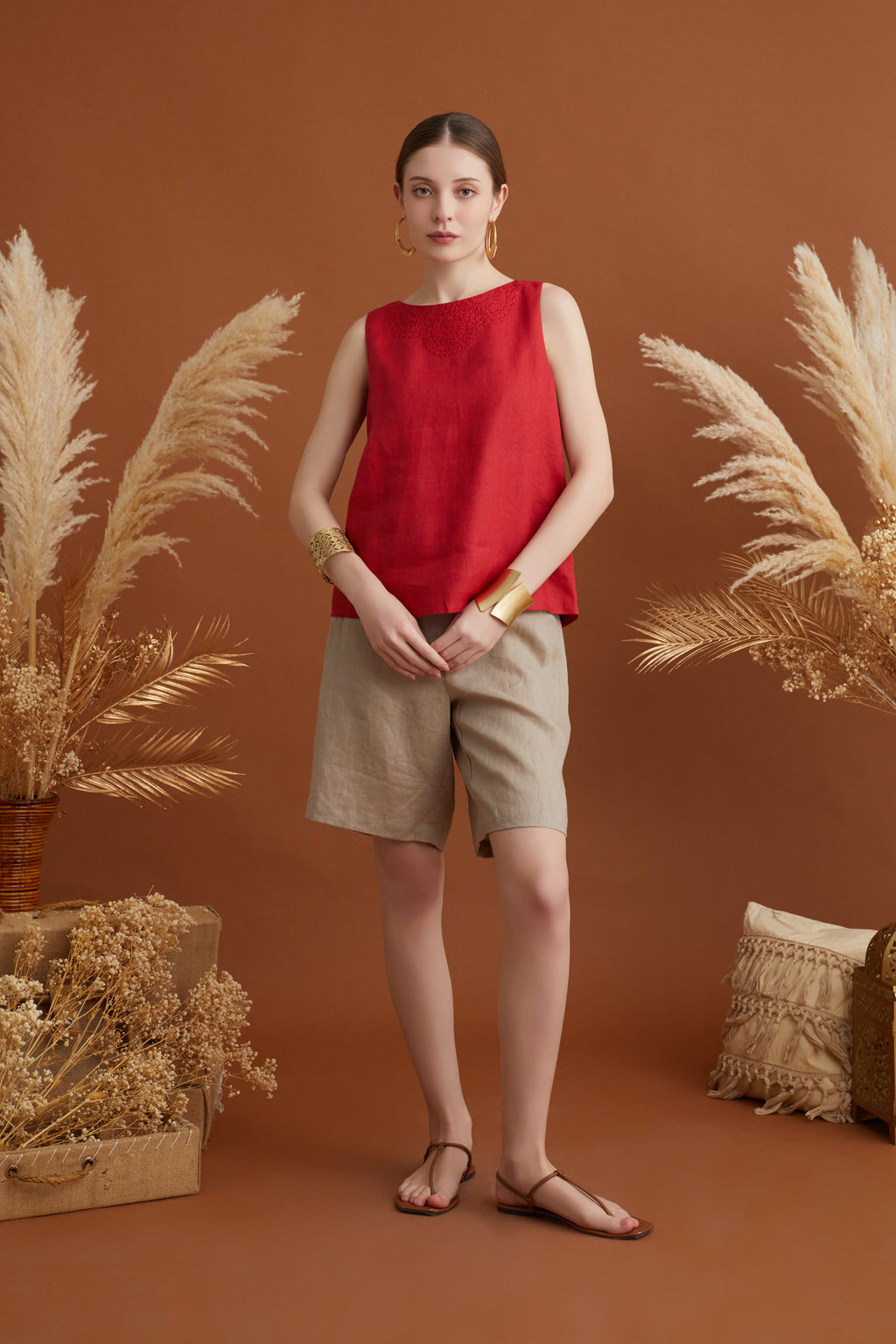 HARSHA OVERLAPPING SLEEVELESS TOP