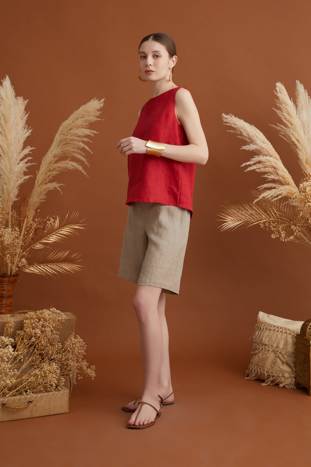 HARSHA OVERLAPPING SLEEVELESS TOP