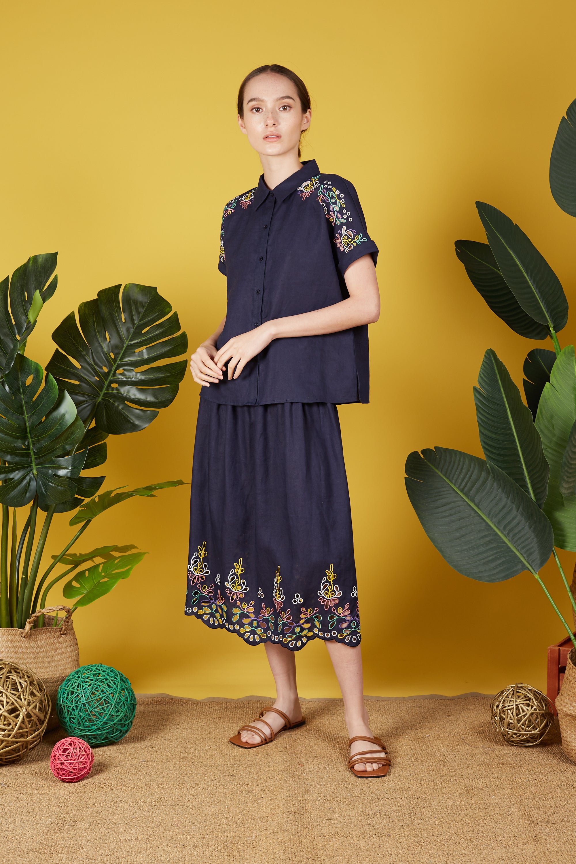 Vera Coloured Embroidery Skirt  Island Shop - ResortWear, Versatile Design